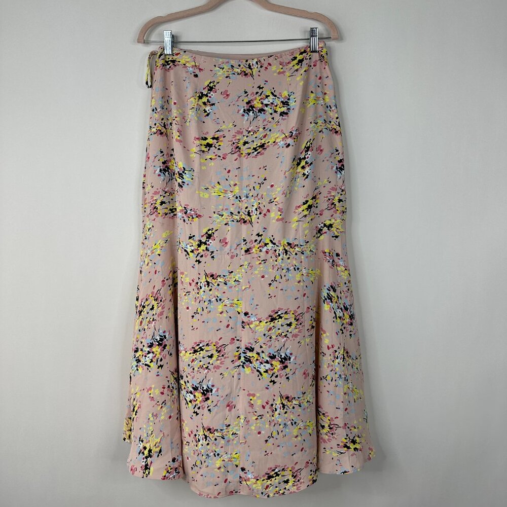 NWT White House Black Market Crepe Midi Wrap Skirt Swirl Sepia Rose #WHBM34 - Picture 3 of 8